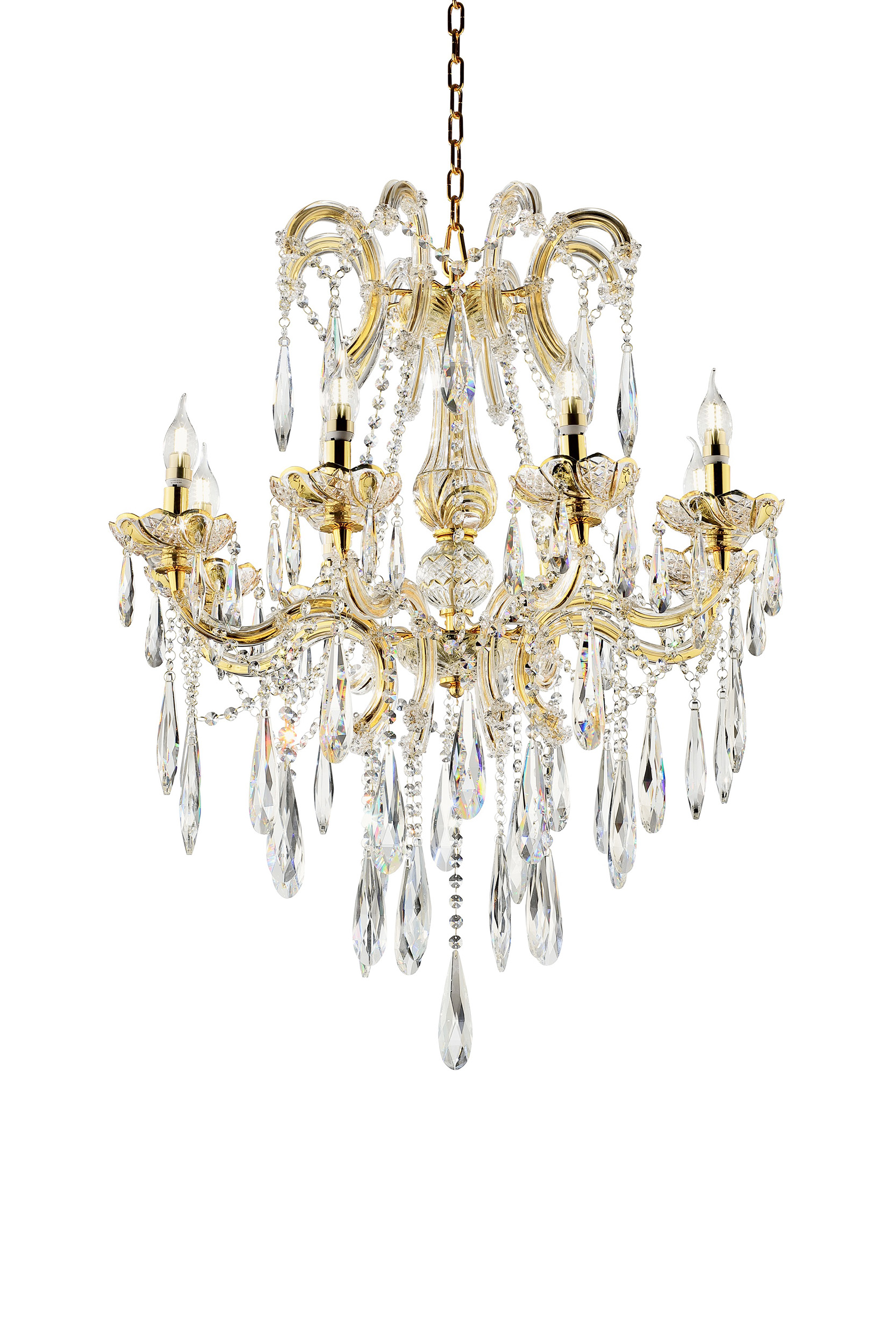 35″ in LUMINERE CRYSTAL MATTE GOLD 8 LED LIGHTS CHANDELIER