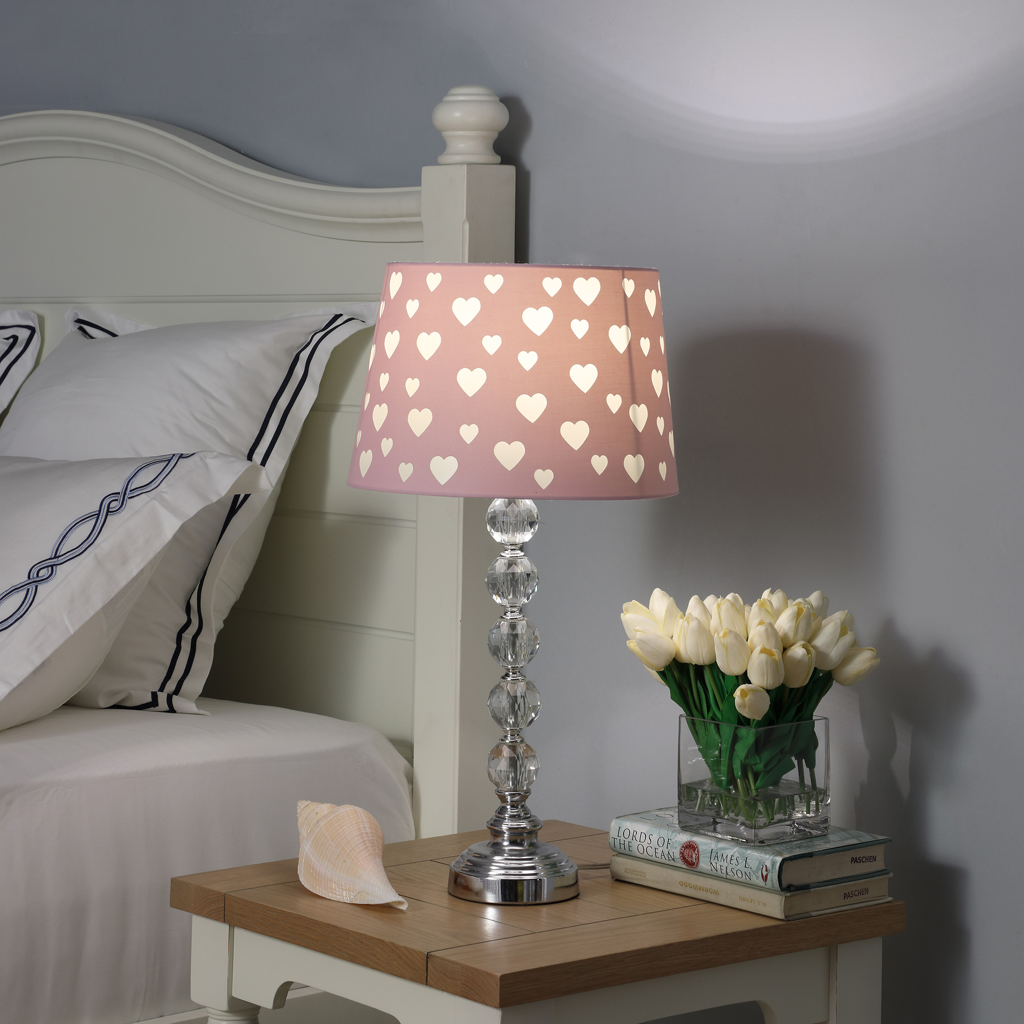 22″ in ARIEL HEART CRYSTAL STACKED ORB TABLE LAMP