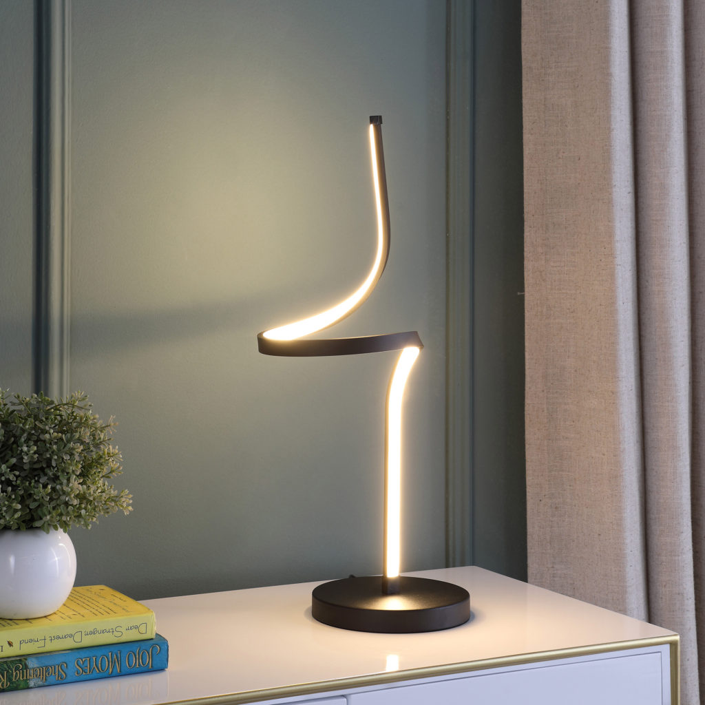 LED APOLLO SPIRAL CURVED TUBE MODERN TABLE LAMP