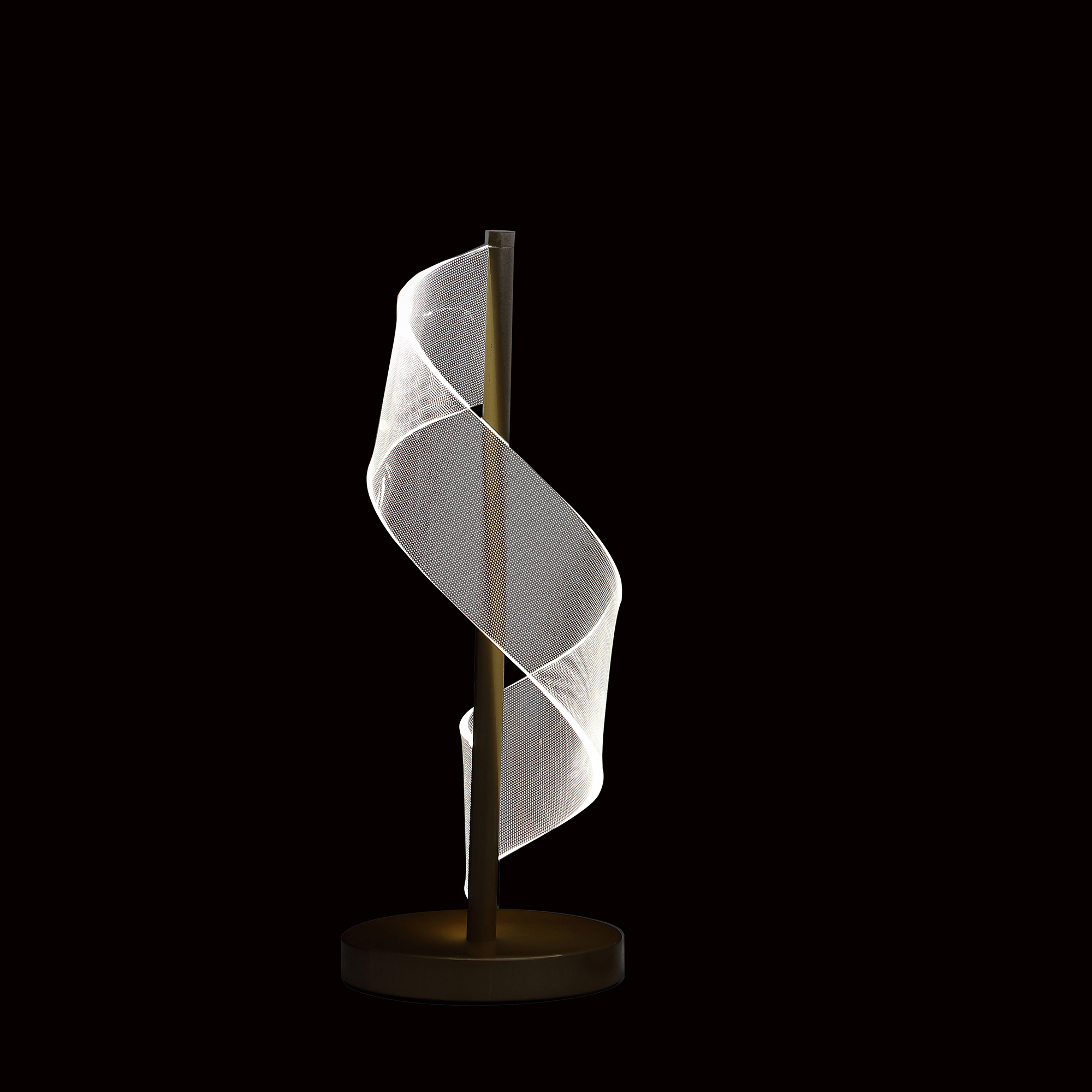 18.75″ in DINAMO MODERN “S” WAVE SWIRL ACRYLIC LED BRUSHED GOLD TABLE LAMP